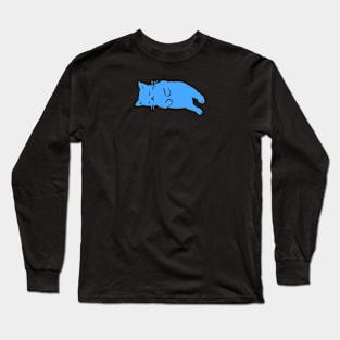 Blue Cat Sleeping Long Sleeve T-Shirt